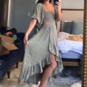 Free People Cross My Heart in Rare Sage Color Size XS